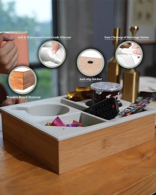 Αδιάβροχο ξύλινο καναπέ μπαμπού οργανωτής σνακ για εκτύπωση