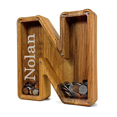 Μεγάλο κουτί με προσωπικό λογότυπο αλφαβήτου Δαχτυλίδι από ξύλο