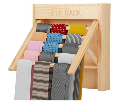 Στυλάτο βλέμμα τοίχος τοποθετημένο ξύλινη γραβάτα οργανωτής ζώνη κρεμάστρα γραβάτα για εξοικονόμηση χώρου