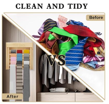 Στυλάτο βλέμμα τοίχος τοποθετημένο ξύλινη γραβάτα οργανωτής ζώνη κρεμάστρα γραβάτα για εξοικονόμηση χώρου