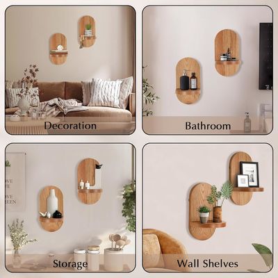 Λειτουργικό πολυλειτουργικό σχεδιασμό ξύλινα πλωτά ράφια για οθόνες γραφείου στο σπίτι