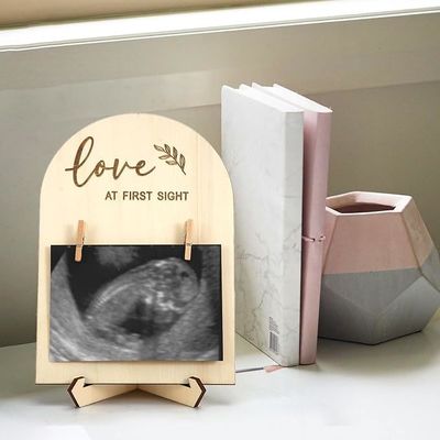 Εκτύπωση με κόψιμο 7,9 x 5,7 ίντσες Γλυκό ξύλο νεογέννητο Φωτογραφικό πλαίσιο για διακόσμηση βρεφονηπιακού δωματίου