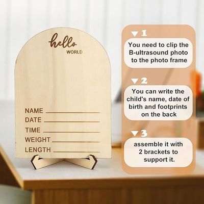 Εκτύπωση με κόψιμο 7,9 x 5,7 ίντσες Γλυκό ξύλο νεογέννητο Φωτογραφικό πλαίσιο για διακόσμηση βρεφονηπιακού δωματίου