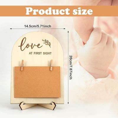 Εκτύπωση με κόψιμο 7,9 x 5,7 ίντσες Γλυκό ξύλο νεογέννητο Φωτογραφικό πλαίσιο για διακόσμηση βρεφονηπιακού δωματίου