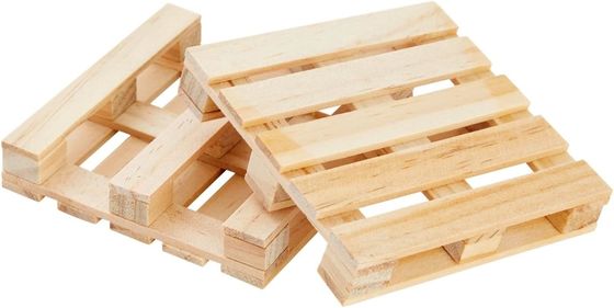 Ξύλο απλό χρώμα 3.9 X 3.9 σε Custom Logo Μέγεθος Square Mini Pallet Φυσικό Cup Mat