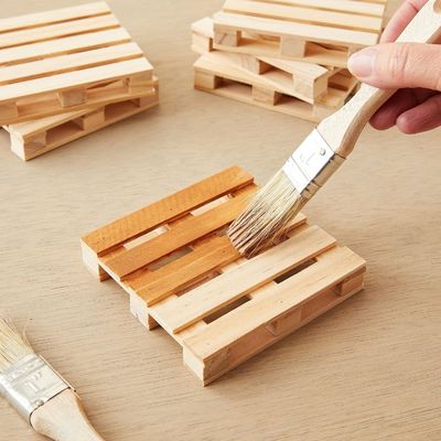 Ξύλο απλό χρώμα 3.9 X 3.9 σε Custom Logo Μέγεθος Square Mini Pallet Φυσικό Cup Mat