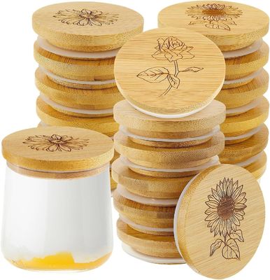 Ξύλινα απλό χρώμα μπαμπού βάζο κάλυμμα με σιλικόνη σφραγιστικά δαχτυλίδια Εύκολο ανοιχτό άκρο σχεδιασμό