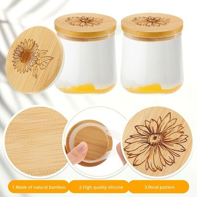 Ξύλινα απλό χρώμα μπαμπού βάζο κάλυμμα με σιλικόνη σφραγιστικά δαχτυλίδια Εύκολο ανοιχτό άκρο σχεδιασμό