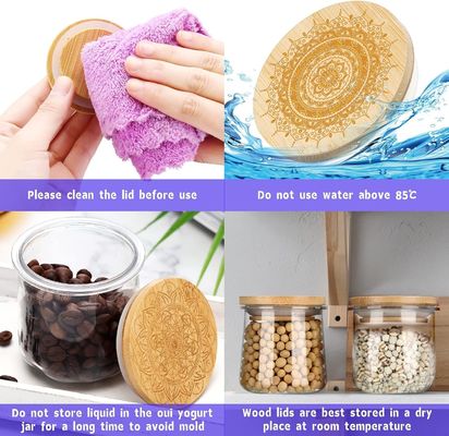 Φρέσκο στυλ 12 τεμάχια ξύλινα βάζα απλού χρώματος για κεριά γυαλί γιαγούρτι βάζα Κέπα Κέπα ξύλινο