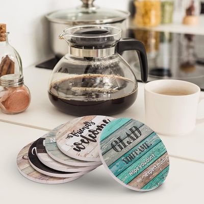 Μαρμάρινο σαρκαστικό απορροφητικό πέτρα φελλό ποτό coasters με κάλυμμα εξατομικευμένη πολυτέλεια 6 PC