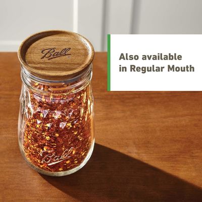 Χωρίς χύσιμο Custom Size Logo 5-Pack Wide Brown Acacia Wood Ball Jar ξύλινα καπάκια αποθήκευσης