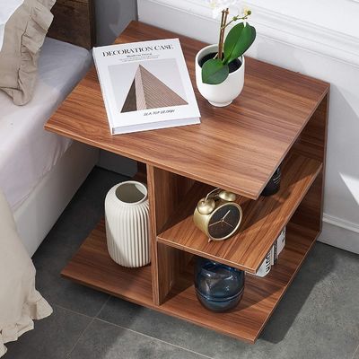 Έπιπλα υπνοδωματίου Σύγχρονο νυχτερινό τραπέζι από ξύλο καρυδιού με κυλιόμενους τροχούς και ανοιχτό ράφι