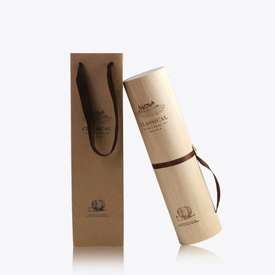 Προσαρμοσμένο δημιουργικό κενό κουτί κρασιού από ξύλο με χειροποίητο κυλίνδρο από φλοιό βερίκου