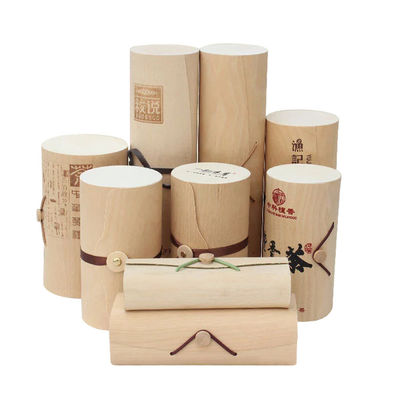 Προσαρμοσμένο δημιουργικό κενό κουτί κρασιού από ξύλο με χειροποίητο κυλίνδρο από φλοιό βερίκου