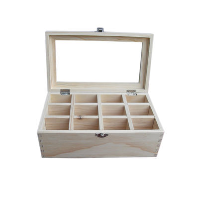 Διαφανές κάλυμμα ξύλινο κουτί αποθήκευσης τσαγιού για εκτύπωση Λαζερική χαρακτική φυσικό οικολογικό σχεδιασμό