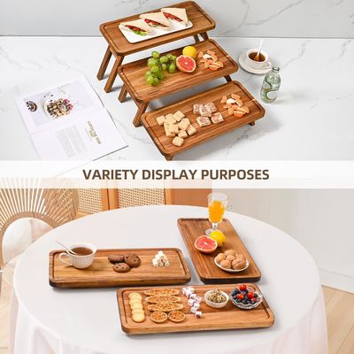 Τρίτης βαθμίδας ξύλινος πύργος Cupcake Display Stand Ακασία ξύλο αναδιπλούμενο δίσκο για το μέρος