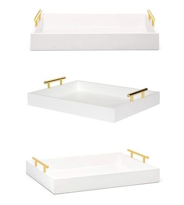 Προσαρμοσμένο λογότυπο Αποδεκτό λευκό ξύλινο δίσκο με χερούλια από ξύλο ακακίας