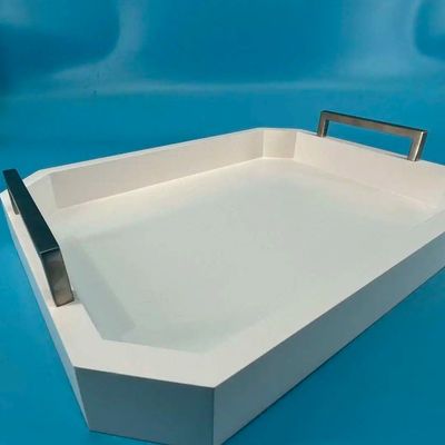 Προσαρμοσμένο λογότυπο Αποδεκτό λευκό ξύλινο δίσκο με χερούλια από ξύλο ακακίας