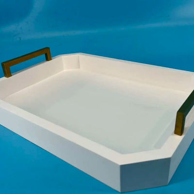 Προσαρμοσμένο λογότυπο Αποδεκτό λευκό ξύλινο δίσκο με χερούλια από ξύλο ακακίας