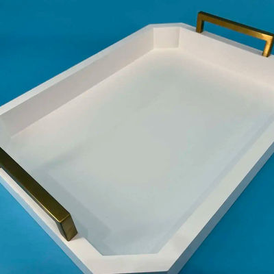 Προσαρμοσμένο λογότυπο Αποδεκτό λευκό ξύλινο δίσκο με χερούλια από ξύλο ακακίας