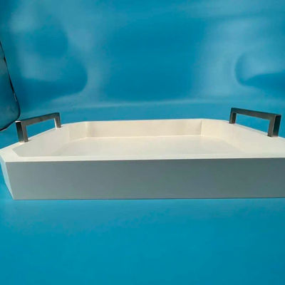 Προσαρμοσμένο λογότυπο Αποδεκτό λευκό ξύλινο δίσκο με χερούλια από ξύλο ακακίας