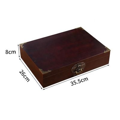 Προσαρμοσμένο λογότυπο Αποδεκτό Βιντέιζ στυλ ξύλινα κοσμήματα κουτί δώρο με κλειδαριά και κλειδί