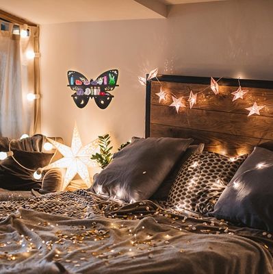 Σύγχρονα δοχεία αποθήκευσης σχεδιασμού για πεταλούδα ξύλο τοίχος πλωτά ράφια σε ξύλο