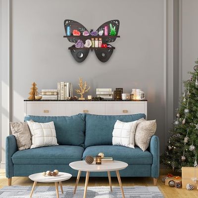 Σύγχρονα δοχεία αποθήκευσης σχεδιασμού για πεταλούδα ξύλο τοίχος πλωτά ράφια σε ξύλο