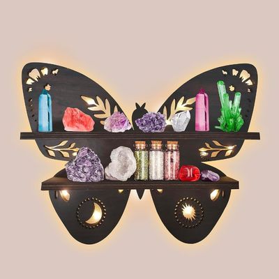 Σύγχρονα δοχεία αποθήκευσης σχεδιασμού για πεταλούδα ξύλο τοίχος πλωτά ράφια σε ξύλο