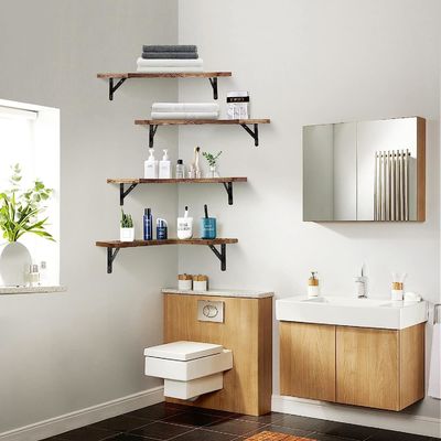 Προσαρμοσμένο μέγεθος Χρώμα Υλικό Ρουστική Γωνία ξύλου Ανεμόπλευρα ράφια Τείχος Εγκαταστάθηκε Σετ 4