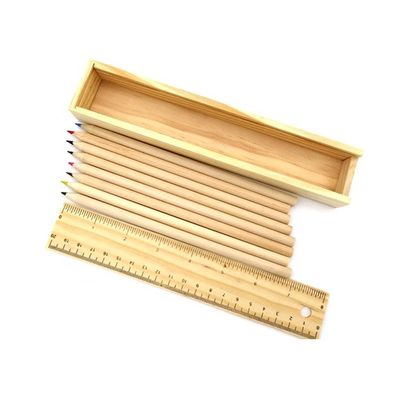 12 Χρωματιστά μολύβια ξύλινο κουτί μολύβια για φοιτητικά χαρτονομίσματα Προσαρμοσμένη παραγγελία αποδεκτή