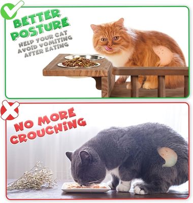 Αποχαιρετήστε τα ακατάστατα πατώματα τοίχο τοποθετημένο ράφι διατροφής γάτας με σκάλα και 2 μπολ