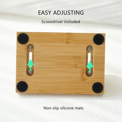 Λειτουργικό σχεδιασμό Κρατητής υποστήριξης φορητού υπολογιστή μπαμπού με ρυθμιζόμενη αποβάθρα ταιριάζει σε όλα τα MacBook Πολυλειτουργικό