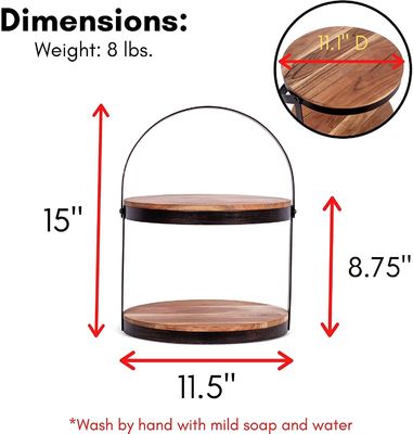 Ως αίτημά σας 2 Tier ξύλινη σερβίρισμα δίσκο με μεταλλικό κάλυμμα τούρτα επιδόρπιο οθόνη