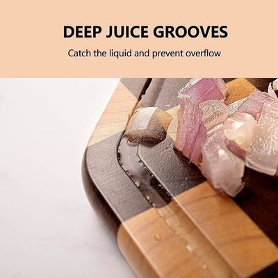 Προσαρμοσμένο 12X12X0.8 ίντσες Ακασία ξύλινη κοπή οκτάγωνο επιφάνεια σερβίρισμα με Juice Groove