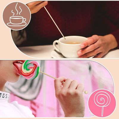100PCS 6inch Rock Candy Stick με μπάλα ξύλο Swizzle Stick μοντέρνο και απλό σχεδιασμό