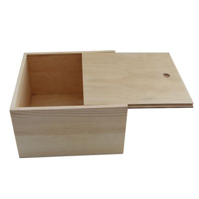 Προσαρμοσμένο λογότυπο Τυπωμένα πευκένια ξύλινα κιβώτια με συρόμενο καπάκι χειροποίητα και απλό χρώμα ξύλου