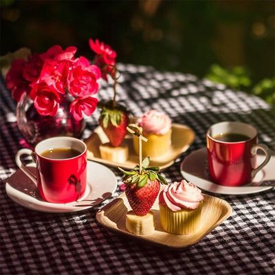 Ρομαντικό τετράγωνο βιοαποδομήσιμο Αρέκα Φυλλόφυλλο ξύλινο μπαμπού για μια φορά το πάρτι