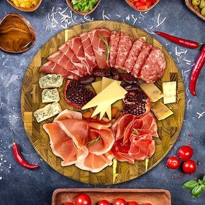 Προσαρμοσμένη εξυπηρέτηση 15 ιντσών ξύλινη κοπτική σανίδα με φιλικό προς το περιβάλλον σχεδιασμό και αυλή χυμού