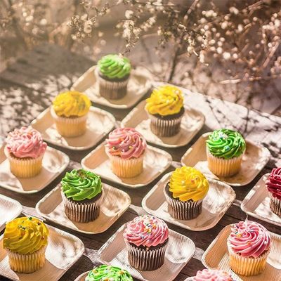 Ρομαντικό τετράγωνο βιοαποδομήσιμο Αρέκα Φυλλόφυλλο ξύλινο μπαμπού για μια φορά το πάρτι