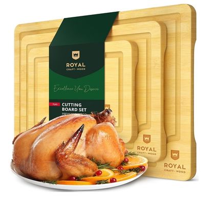 Εξαιρετικά μεγάλη πλακέτα κοπής από φυσικό μπαμπού με αυλακώσεις πετρελαίου