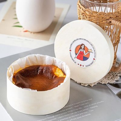 Φυσικό χρώμα ξύλου ξύλινο κουτί για προσαρμοσμένη στρογγυλή τούρτα τυρί τούρτα σαλάτα φρούτα συσκευασία