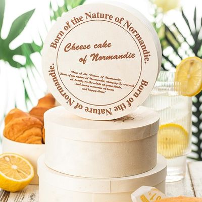 Φυσικό χρώμα ξύλου ξύλινο κουτί για προσαρμοσμένη στρογγυλή τούρτα τυρί τούρτα σαλάτα φρούτα συσκευασία