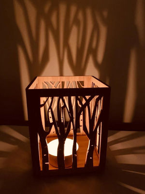 Ξύλινο απλό χρώμα κερί φανάρι για χειροποίητο τσάι Light Holders σε σχεδιασμό Laser Cut