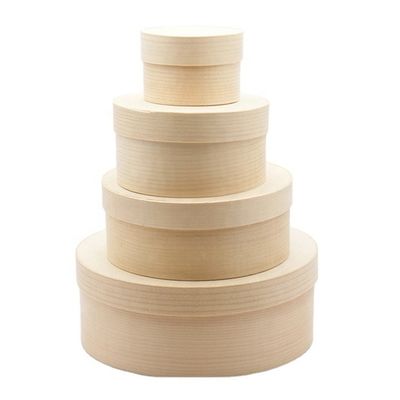 Φυσικό χρώμα ξύλου ξύλινο κουτί για προσαρμοσμένη στρογγυλή τούρτα τυρί τούρτα σαλάτα φρούτα συσκευασία