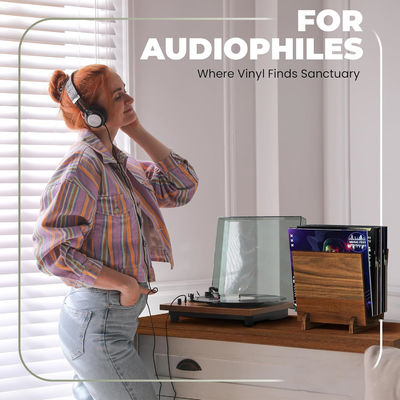 Στερεά ξύλο καρυδιού βινύλιο κάτοχος δίσκων Flip Display για πολυλειτουργική αποθήκευση σχεδιασμού