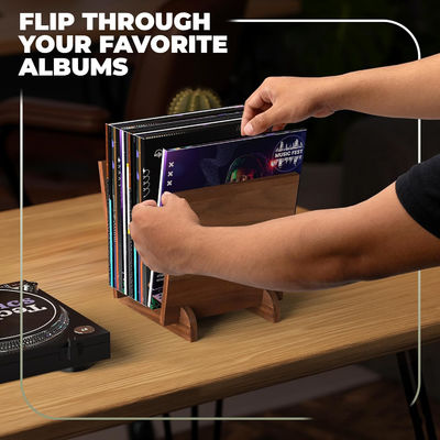 Στερεά ξύλο καρυδιού βινύλιο κάτοχος δίσκων Flip Display για πολυλειτουργική αποθήκευση σχεδιασμού