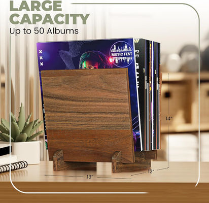 Στερεά ξύλο καρυδιού βινύλιο κάτοχος δίσκων Flip Display για πολυλειτουργική αποθήκευση σχεδιασμού