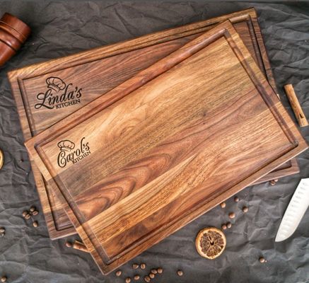 Προσαρμοσμένο λογότυπο Αποδεκτό 1.75 παχύ Μεγάλο Walnut Τμήμα Κόψιμο με Juice Groove