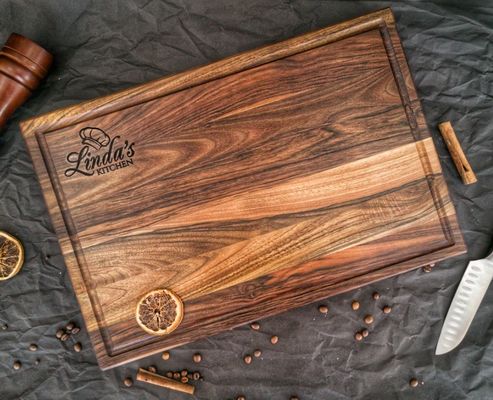 Προσαρμοσμένο λογότυπο Αποδεκτό 1.75 παχύ Μεγάλο Walnut Τμήμα Κόψιμο με Juice Groove